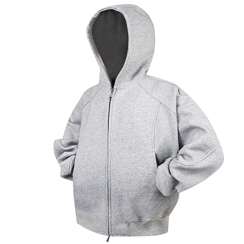 抖音得物高品质美式高街重磅辑明线结构设计连帽卫衣开衫外套W83，男装卫衣，电商A486-1