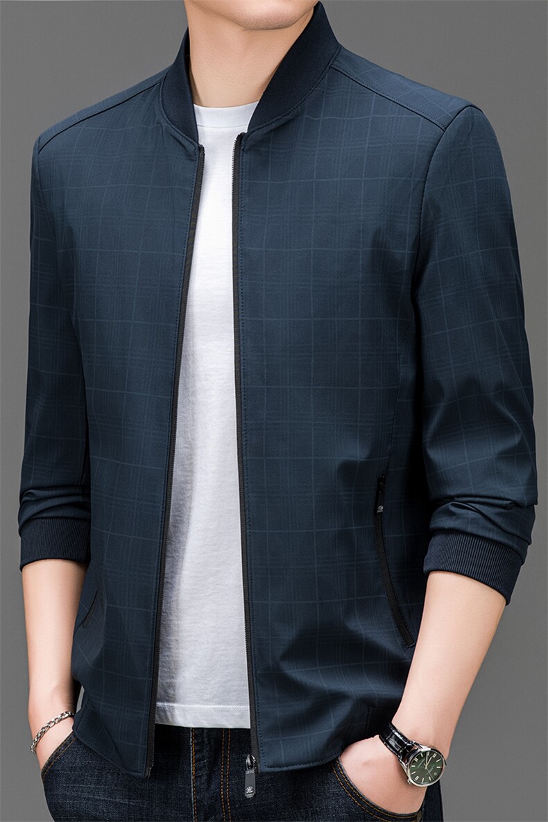 春季夹克男装立领中年商务休闲纯色茄克衫上衣服BSN9785-P80,男装夹克,星座1105-3