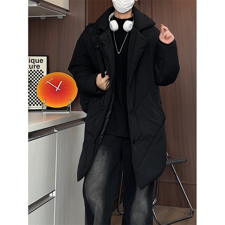 MY5082/P110冬季新男士中长款棉衣男宽松大码西服领棉服保暖棉袄,男装西服,电商A141