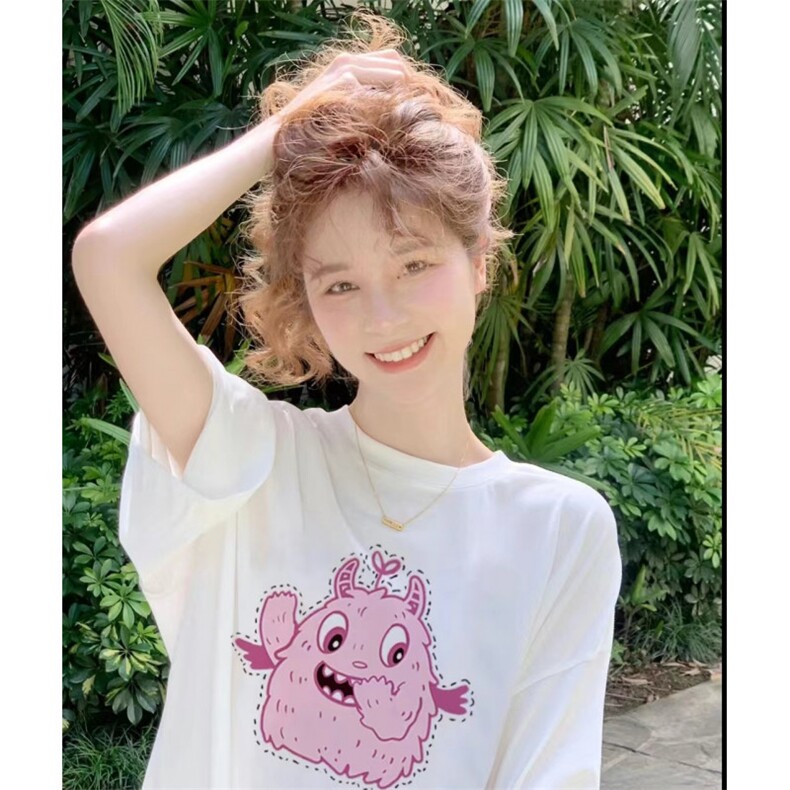T0626-P25奶系粉红怪兽纯棉卡通印花短袖情侣T恤学院风宽松,男装T恤,星座617A-2