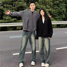 现货文艺秋季新款男女情侣美式宽松时尚毛衣装饰百搭毛针织衫男装，男装针织衫/毛衣，星座302B