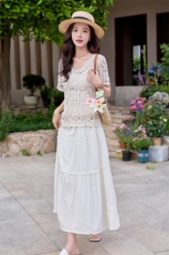 2025年夏季新款女气质优雅时尚波西米亚风遮肉两件套装连衣裙，女装连衣裙，奋斗女王