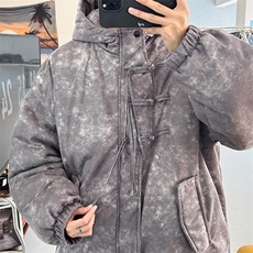 2025港风加绒新中式棉衣棉服连帽盘扣面包服棉袄外套G1616-P95，男装棉衣，星座207