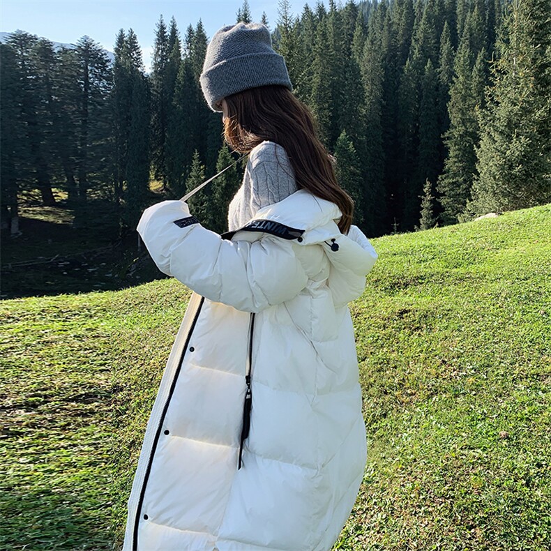 白色超好看羽绒服女冬季2024韩系温柔过膝加厚90白鸭绒外套,女装羽绒服,诺蝶