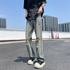 夏季新款男士破洞牛仔裤直筒牛仔长裤NZ37-P40，男装牛仔裤，星座308B-2