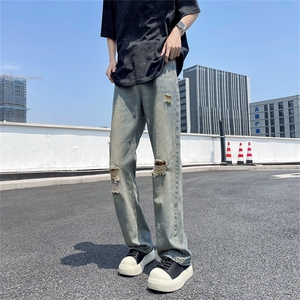 夏季新款男士破洞牛仔裤直筒牛仔长裤NZ37-P40图片