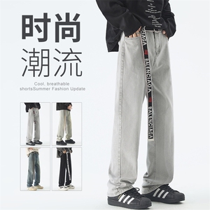 弹力牛仔裤  美式高街暗黑百搭修身微喇长裤A158-NZK801-P35特价图片