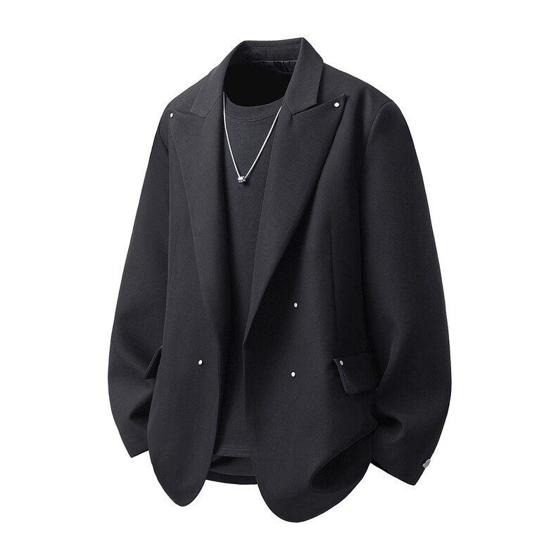 可二开戗驳领成分95%涤纶5%氨纶大码M-5XL西服男XF78304P85控139图片