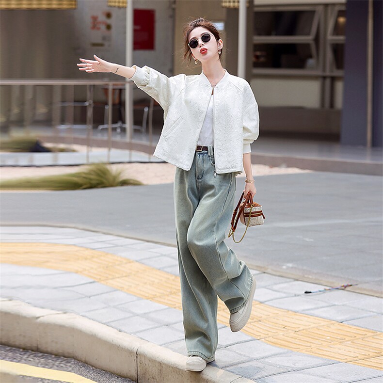 设计感新中式轻g风外套女2024春秋新款小个子刺绣短款棒球服夹克,女装短外套,美沁