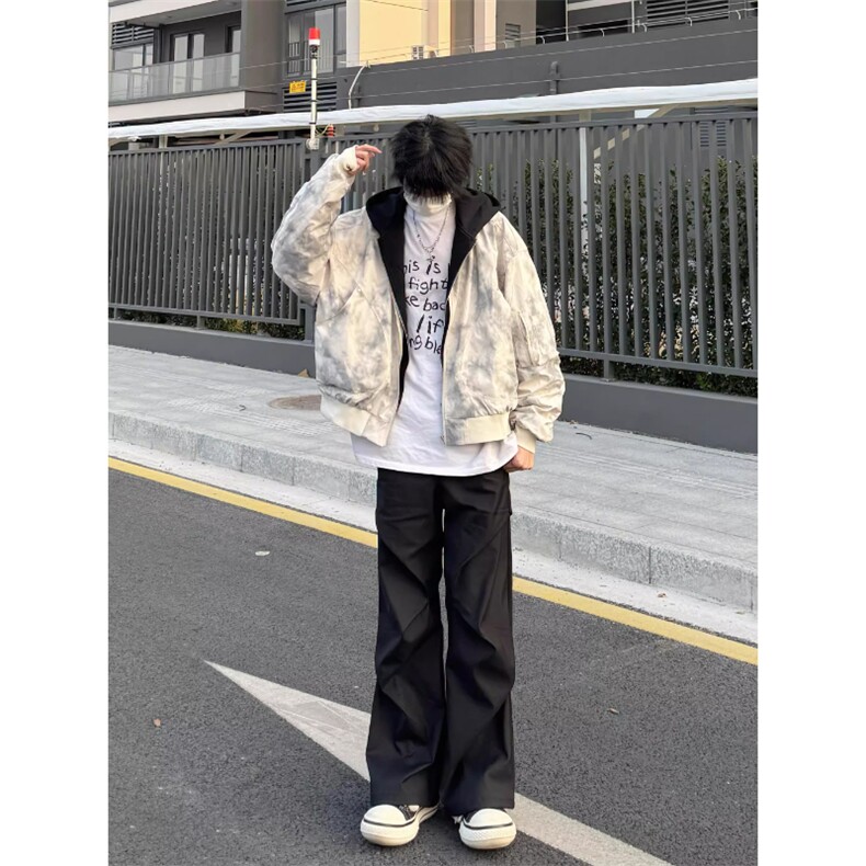 美式复古春秋扎染假两件拼接设计痞帅飞行夹克JK215特P88,男装夹克,星座908-1