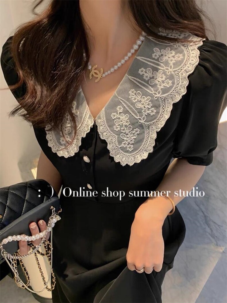 现货，娃娃领短袖连衣裙，女装连衣裙，F/TU