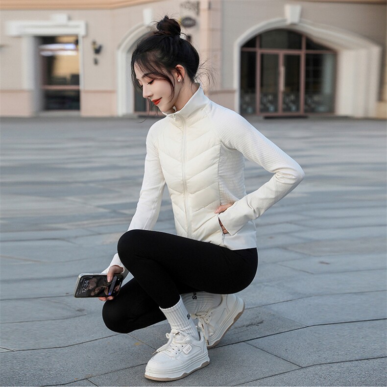 现货2024新款女冬季运动外套轻薄羽绒服长袖运动厚瑜伽服运动上衣,女装羽绒服,曼娅璐
