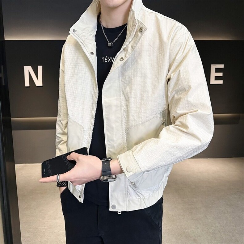 1803P1052025春装男士立领暗格子外套，男装夹克，星座414（原B263）