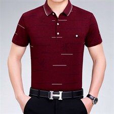 爸爸夏装短袖T恤中年男士上衣服薄中老年人男装POLO衫40-50岁图片