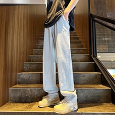 港风宽松颜色垂顺阔腿舒适休闲牛仔拖地长裤K823-P35，男装休闲裤，星座718-1