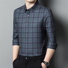 2023春秋男士高档无痕免烫长袖翻领衬衫男时尚商务衬衣HM8216-P85，男装衬衫，星座1105-3