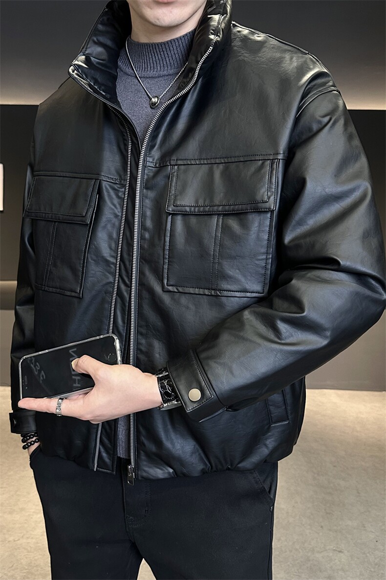现货标50白鸭绒皮羽绒服男宽松痞帅高级感外套C317-Y9968-P215,男装羽绒服,电商C317