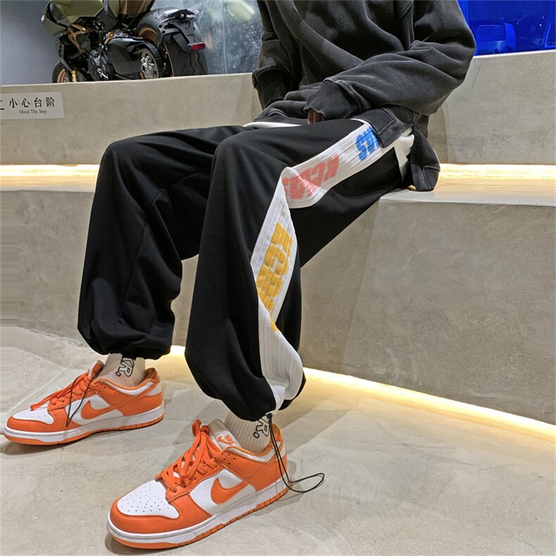 高街裤子男ins潮卫裤宽松束脚抽绳痞帅九分裤秋炸街9分K1516-P29,男装休闲裤,星座512-4
