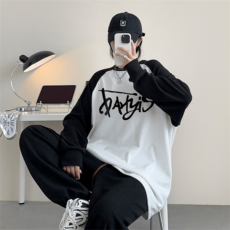 DT5307-TP30控价48冬季新款德绒男女打底衫印花圆领卫衣,男装卫衣,电商A102-1