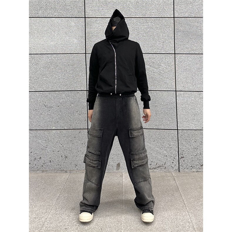 B221美式ins高街重工艺宽松做旧工装牛仔裤子LK23143-P80控108,男装牛仔裤,电商B221