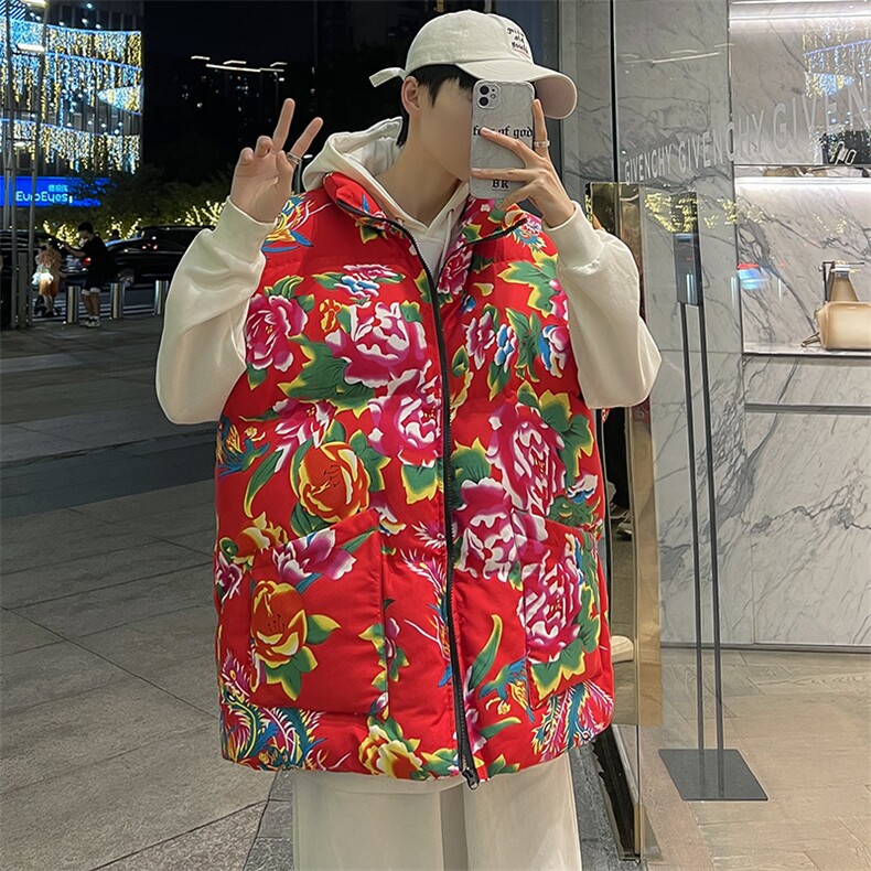 M3风东北大花棉马甲外套大码宽松加厚保暖外衣坎肩背心演出服，女装马甲，星座115A(原星座507）