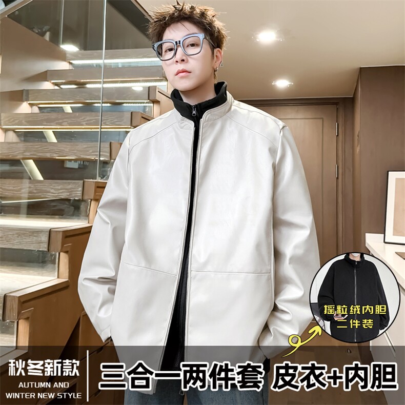 三合一两件套冬季加厚皮棉衣男士棉袄立领外套A266-PYT0051-P120图片