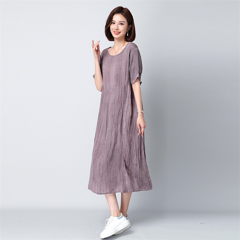 苎麻连衣裙夏季新品中长裙宽松款852款图片