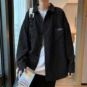 灯芯绒衬衫男春秋款潮牌ins港风痞帅长袖衬衣复古外套  W2194-P33图片