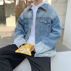 渐变色牛仔外套ins秋季韩版潮流宽松工装夹克休闲百搭W1261-P60，男装夹克，星座512-2