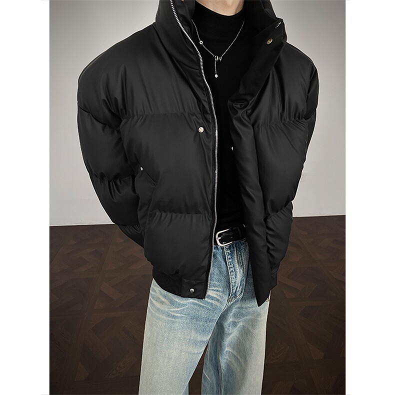 支持二开立领PU皮棉服男短款棉衣外套宽松面包服M810-P75,男装棉衣,电商A441