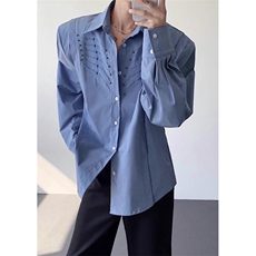 蛇瞳脊骨蓝色衬衫男款高级感痞帅长袖衬衫设计感小众外套CJK01，男装衬衫，星座1116A（原606A-3）