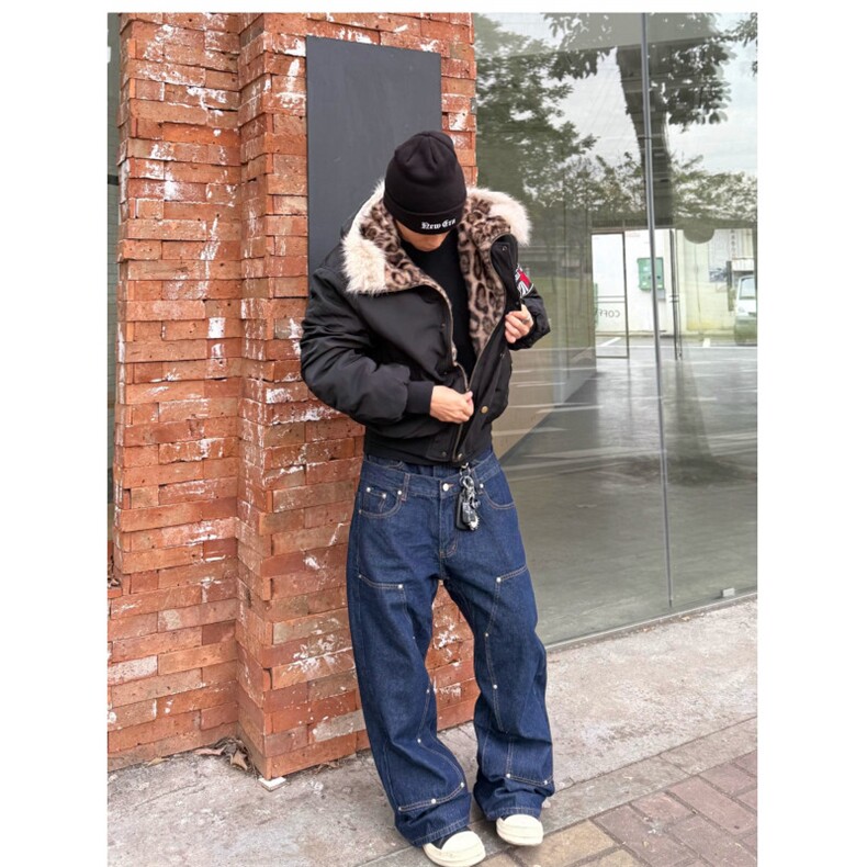 有货豹纹貂毛连帽棉服男女冬季保暖潮牌情侣棉衣外套MF423-P103,男装棉衣,星座412-3