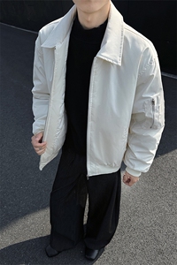 短款飞行夹克冬季夹棉加厚美式复古外套棉服男 5D1180-TP5598图片