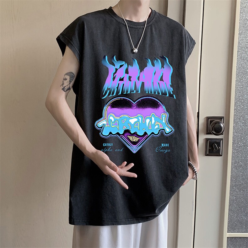 2023数据超好！重磅水洗印花潮牌无袖背心XB11129-P35,男装背心/马甲,电商A042