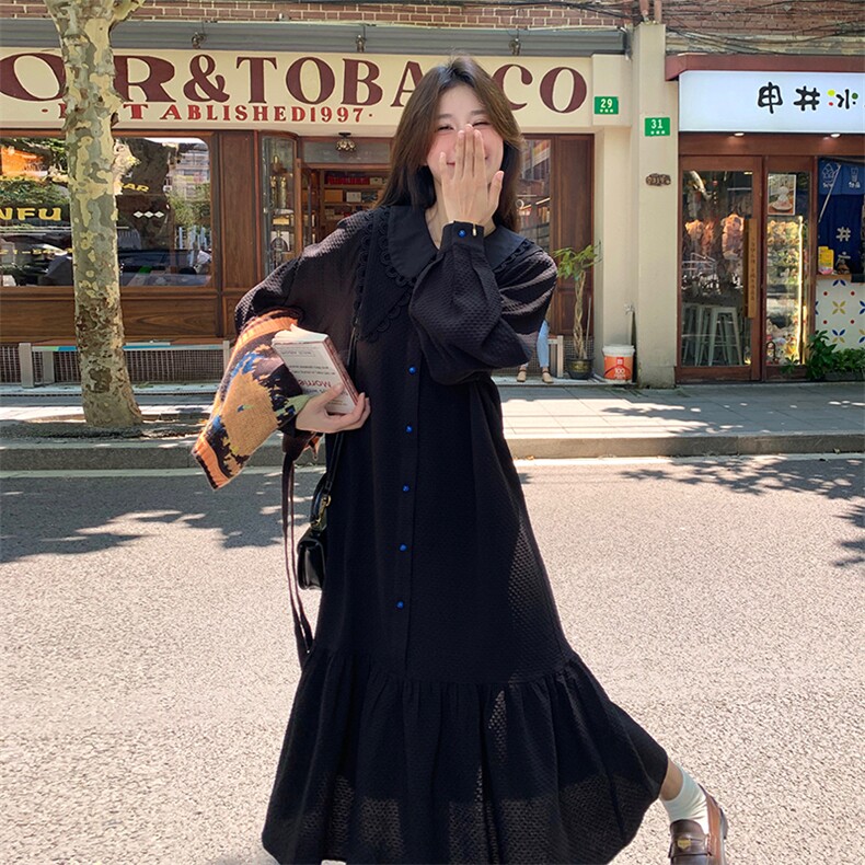 超好看拼色马甲连衣裙女春秋2025新款冷淡系独特设计感衬衫裙,女装连衣裙,C位