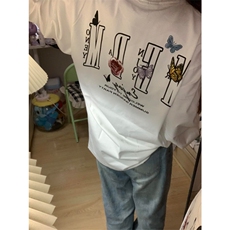 网图有货蝴蝶花园刺绣长袖T恤男女宽松休闲圆领上衣A1062-P40，男装T恤，星座1505