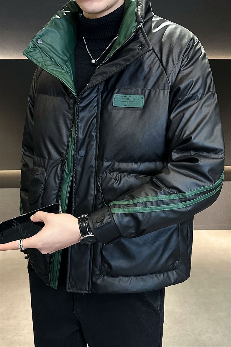 店主风冬季潮流立领PU皮羽绒服男保暖外套已备货B338-315-P185,男装羽绒服,电商B338