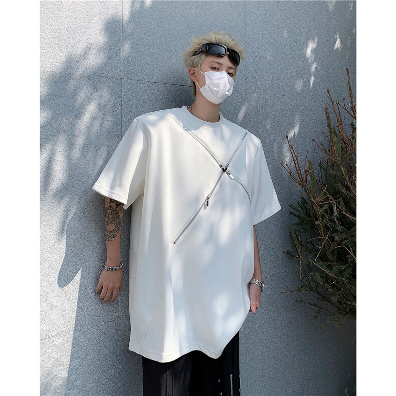 现货25夏季男拉链设计感垫肩T恤短袖DX107-P78,男装T恤,电商B288