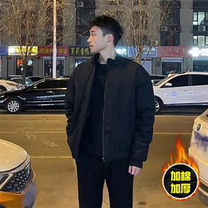 现货秋冬季美拉德立领飞行立领夹克boxy廓形棉衣高街加厚加棉外套图片