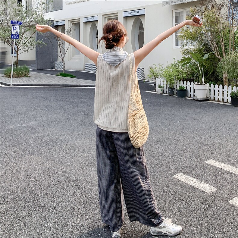 休闲风针织圆领无袖上衣阔腿裤两件套女2026春夏新款时尚气质套装,女装套装/套裙,艾米莉亚