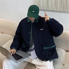 冬季潮牌撞色翻领工装棉服外套男潮宽松休闲M8004-P85，男装棉衣，星座1109-3