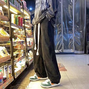 编织绳灯芯绒裤子男港风潮流感宽松直筒休闲裤A539P35，男装休闲裤，星座1116-2