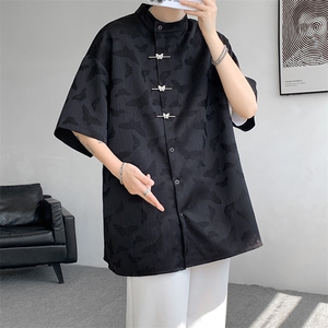 8XL-M 特大码新中式衬衫男复古风垂感短袖衬衫外套CS512P48图片