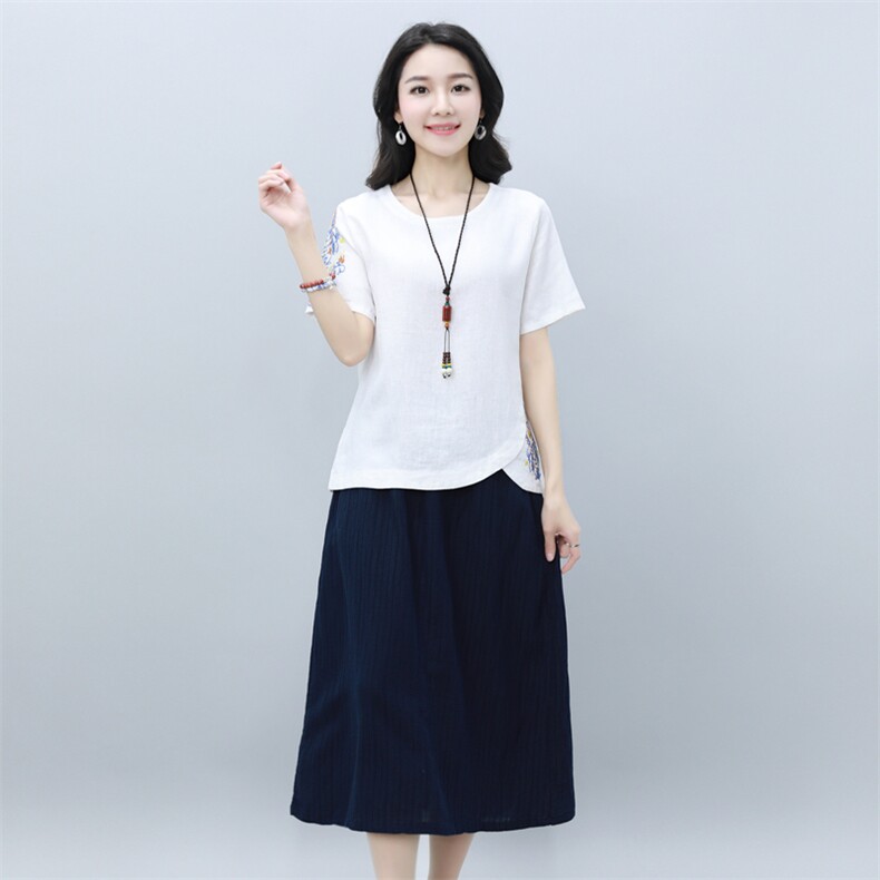 宽松休闲舒适百搭韩版圆领套头个性中长款短袖2021年夏季套装/套裙，女装套装/套裙，涵誉