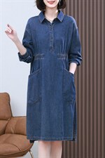 2023春季新款时尚气质翻领收腰显瘦休闲舒适牛仔连衣裙，女装连衣裙，丽影随形