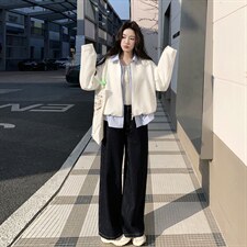 2026新款春季纯色条纹拼接假两件外套2D009-2601P160控258，女装短外套，2D009