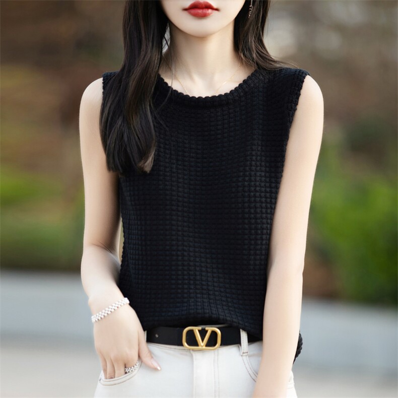 休闲韩系纯棉纱外穿宽松白色吊带背心女内搭打底衫无袖t恤上衣，女装背心吊带，菲奥羊绒