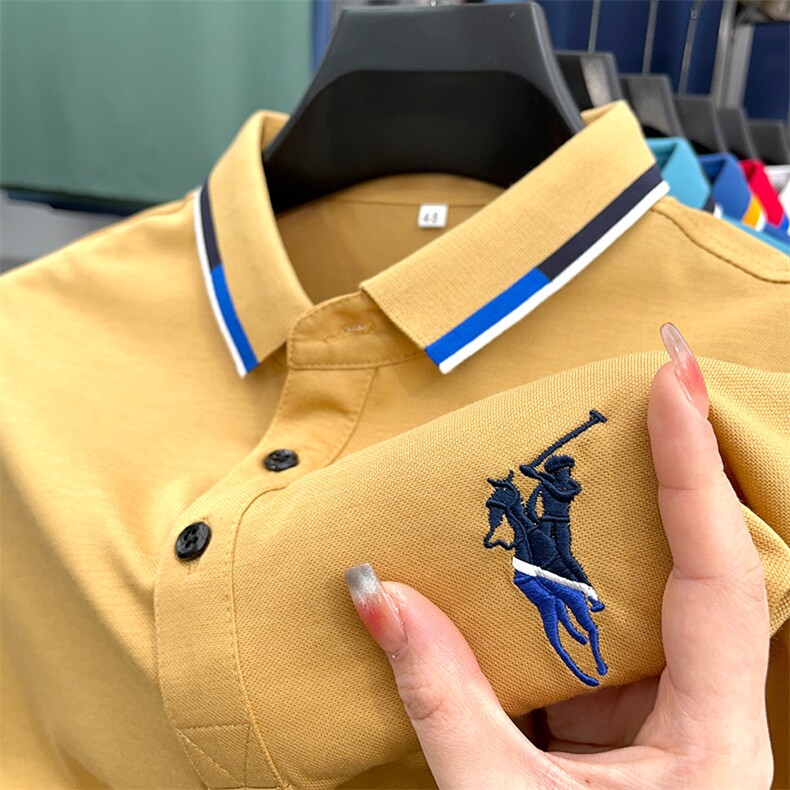 2023新款夏季新款polo衫男士短袖商务休闲透气翻领T恤上衣保罗图片