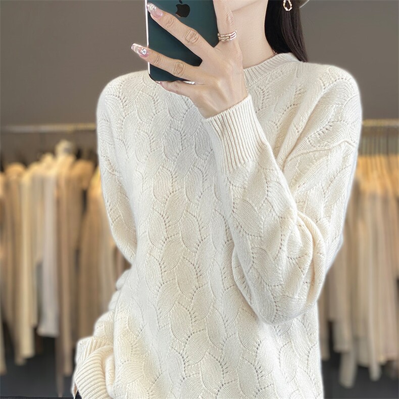 女士羊毛针织衫羊毛全身绞花柔软舒适，女装羊毛衫，开创羊绒