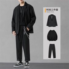 西服套装男士三件套休闲西装外套2021春秋季新款DF149T，男装西服，电商A102